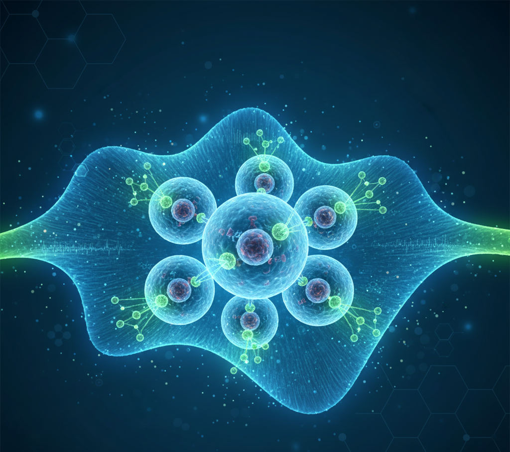 Scientific visual of GLP-1 drugs reducing inflammatory activity in the body