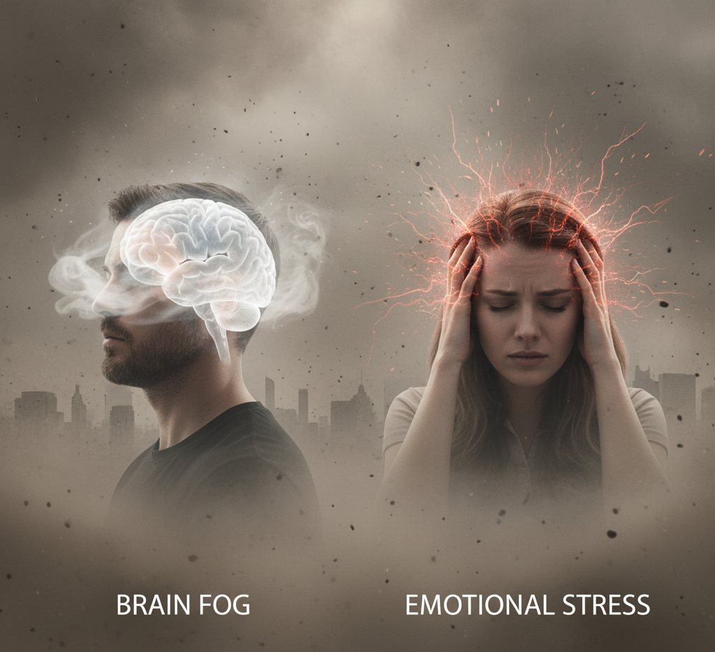 Men and women showing different cognitive and emotional reactions to PM2.5 exposure.