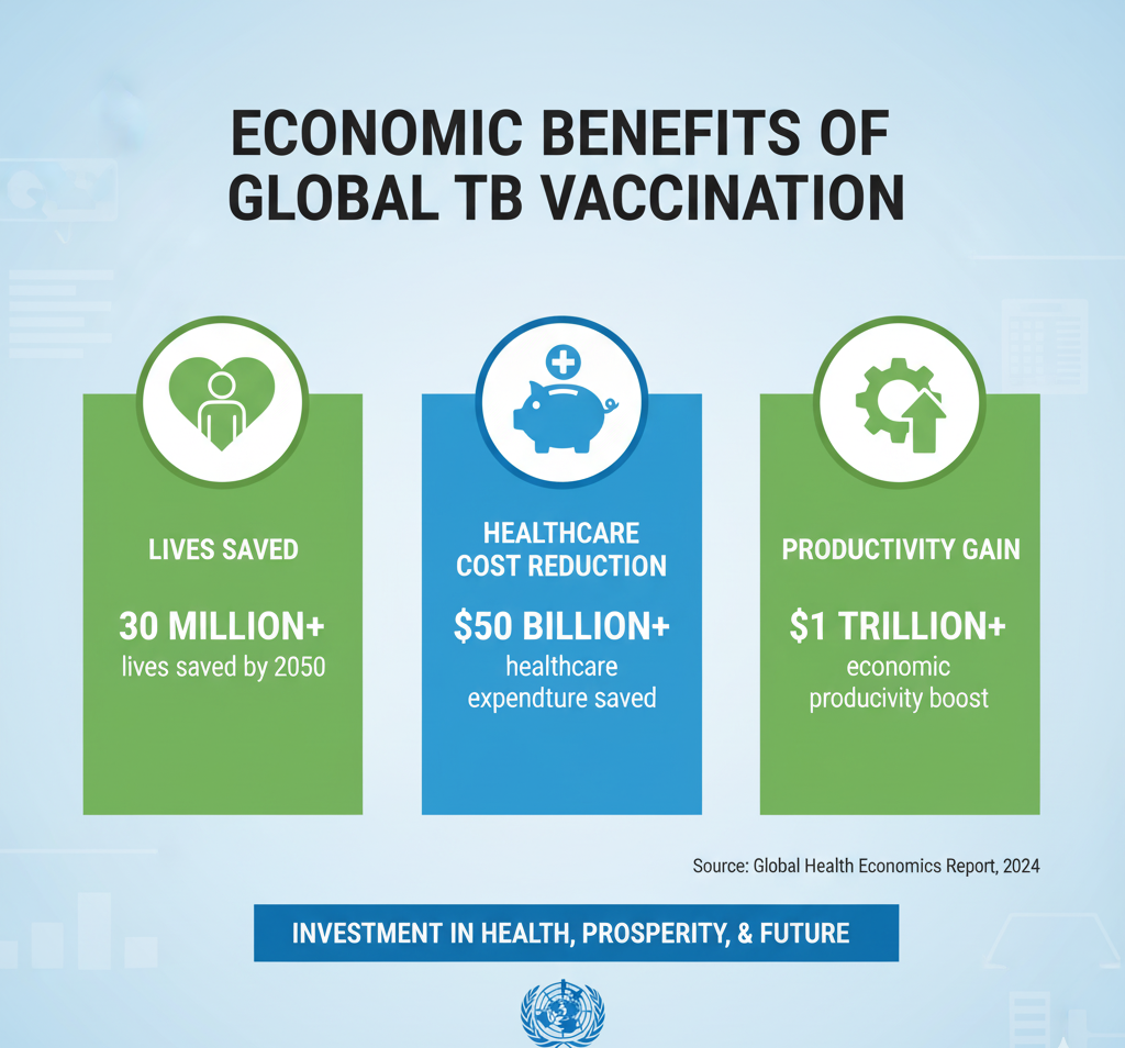 Infographic showing economic and social benefits of TB vaccination.
