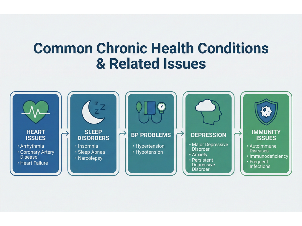 Graphic showing health risks of untreated anxiety and stress