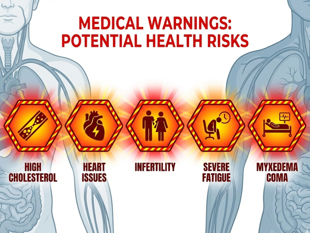 Warning signs showing complications of untreated thyroid issues.