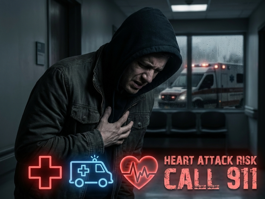 Emergency heart symptoms like severe chest pain, breathlessness, and fainting."  Image Prompt