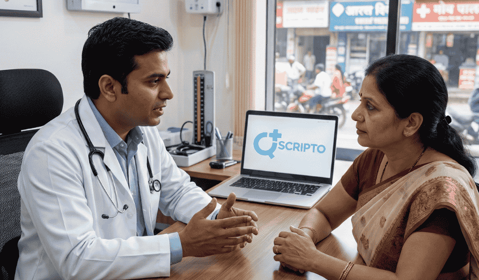 AI-powered prescription system Qscripto by Quickobook assisting doctors